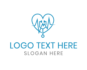 Heart - Medical Stethoscope Lifeline logo design