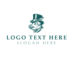 Pig Victorian Top Hat logo design