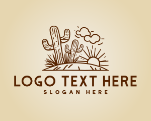 Brown - Cactus Desert Sunrise logo design