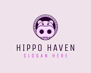 Cute Baby Hippopotamus logo design