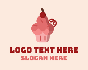 Dessert - Pink Cherry Cupcake logo design