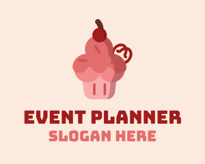 Pink Cherry Cupcake Logo