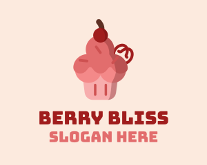 Pink Cherry Cupcake logo design