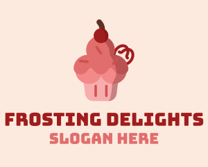 Frosting - Pink Cherry Cupcake logo design