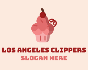 Cafe - Pink Cherry Cupcake logo design