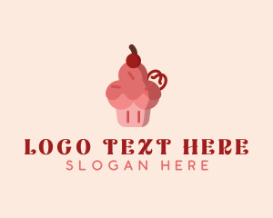 Baker - Cherry Cupcake Dessert logo design