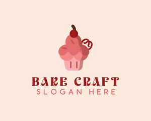 Cherry Cupcake Dessert logo design