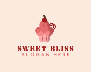 Cherry Cupcake Dessert logo design