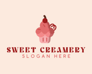 Cherry Cupcake Dessert logo design