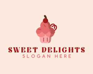 Cherry Cupcake Dessert logo design