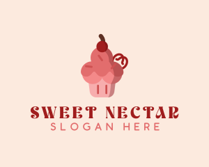 Cherry Cupcake Dessert logo design