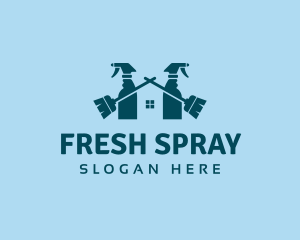 Home Cleaning Broom Spray logo design