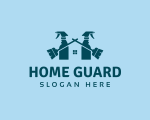 Home Cleaning Broom Spray logo design