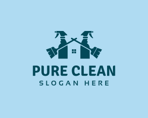 Home Cleaning Broom Spray logo design