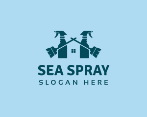 Home Cleaning Broom Spray logo design