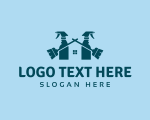 Clean - Home Cleaning Broom Spray logo design