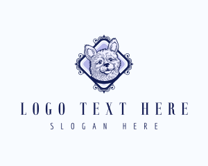 Cute Dog Grooming Logo