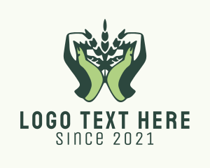 Medicine - Green Hand Weed logo design