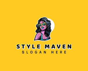 Fashionista Glasses Woman logo design