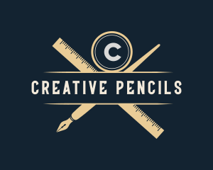 Calligraphy Pen Ruler logo design