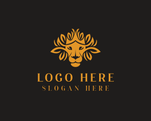 Queen - Lion  Leaf Animal logo design