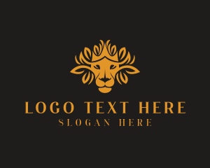 Africa - Lion  Leaf Animal logo design