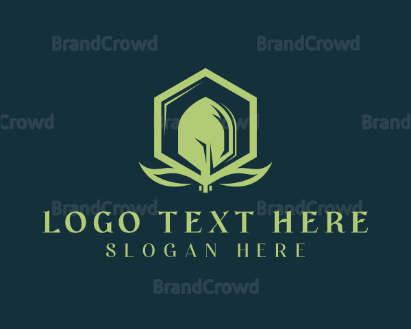 Landscaping Shovel Hexagon Logo