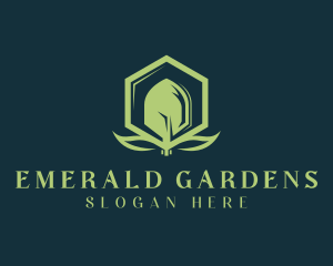 Landscaping Shovel Hexagon logo design