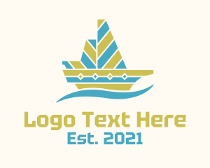 Marine - Stripes Sail Boat logo design