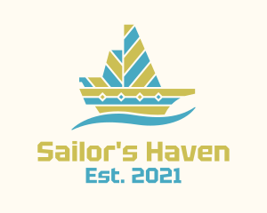 Stripes Sail Boat logo design