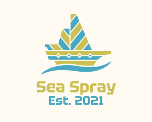 Stripes Sail Boat logo design