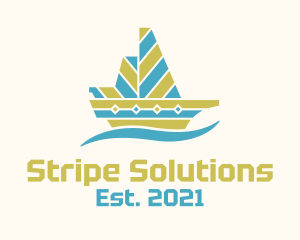 Stripes Sail Boat logo design