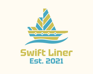 Stripes Sail Boat logo design