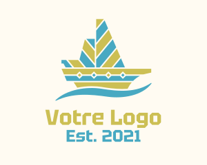 Vacation - Stripes Sail Boat logo design