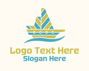 Stripes Sail Boat Logo