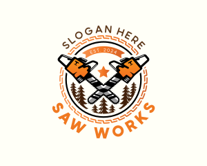 Logging Lumberjack Chainsaw logo design