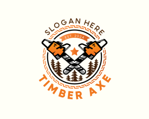 Logging Lumberjack Chainsaw logo design