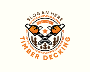 Logging Lumberjack Chainsaw logo design