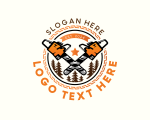 Logging Lumberjack Chainsaw Logo