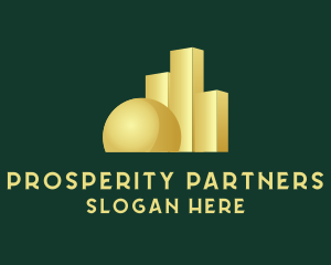 Wealth - Gold Sphere Graph logo design