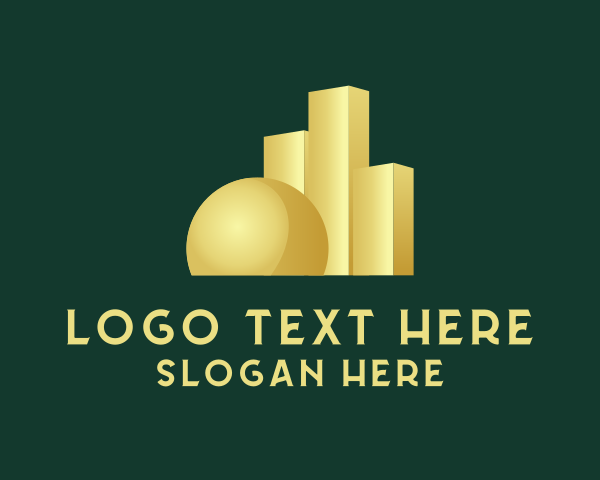 Wealth - Gold Sphere Graph logo design