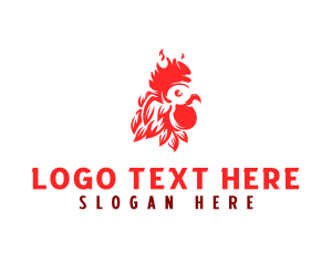 Poultry - Flaming Rooster Barbecue logo design