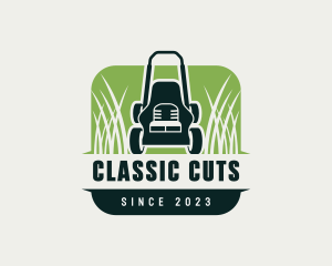 Lawn Mower Grass Landscaping logo design