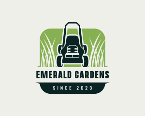 Lawn Mower Grass Landscaping logo design