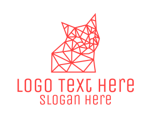 Geometric - Simple Cat Line Art logo design