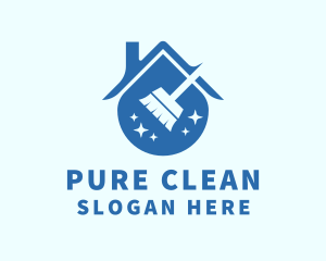 Disinfecting - Broom Sweeper House logo design
