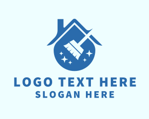 Blue - Broom Sweeper House logo design