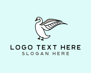 Fowl - Swan Bird Wings logo design