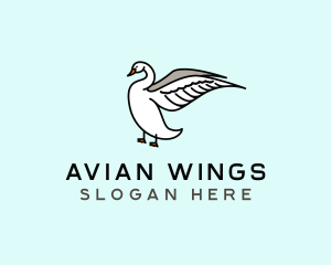 Swan Bird Wings logo design