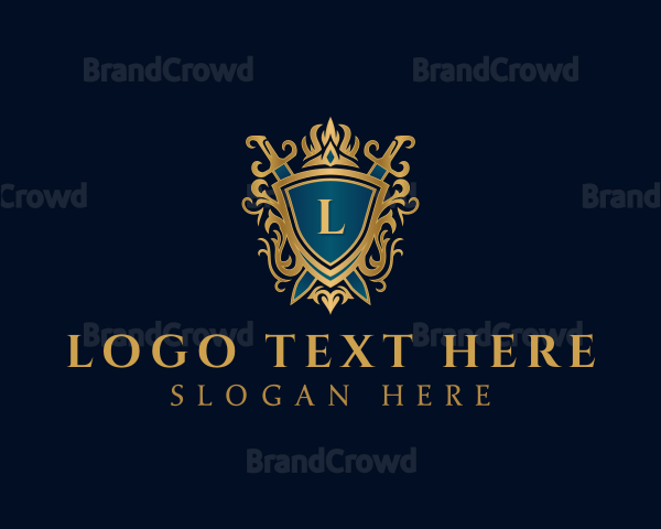 Elegant Knight Sword Shield Logo